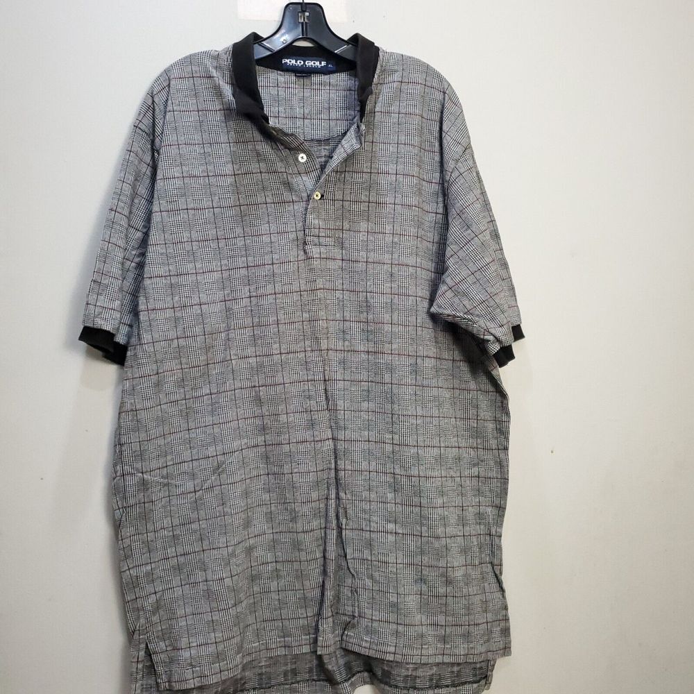 Ralph Lauren Polo Golf Shirt Mens XL Gray Stripe 100% Pima‎ Cotton Short Sleeve